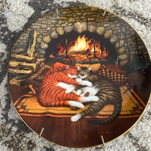 Bradford Exchange Purr-Fect Pairs Cat Plates /Hanger - Catnapping - Picture 2 of 7